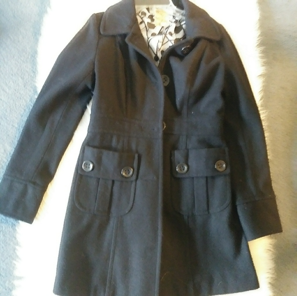 Tulle Wool Coat Black